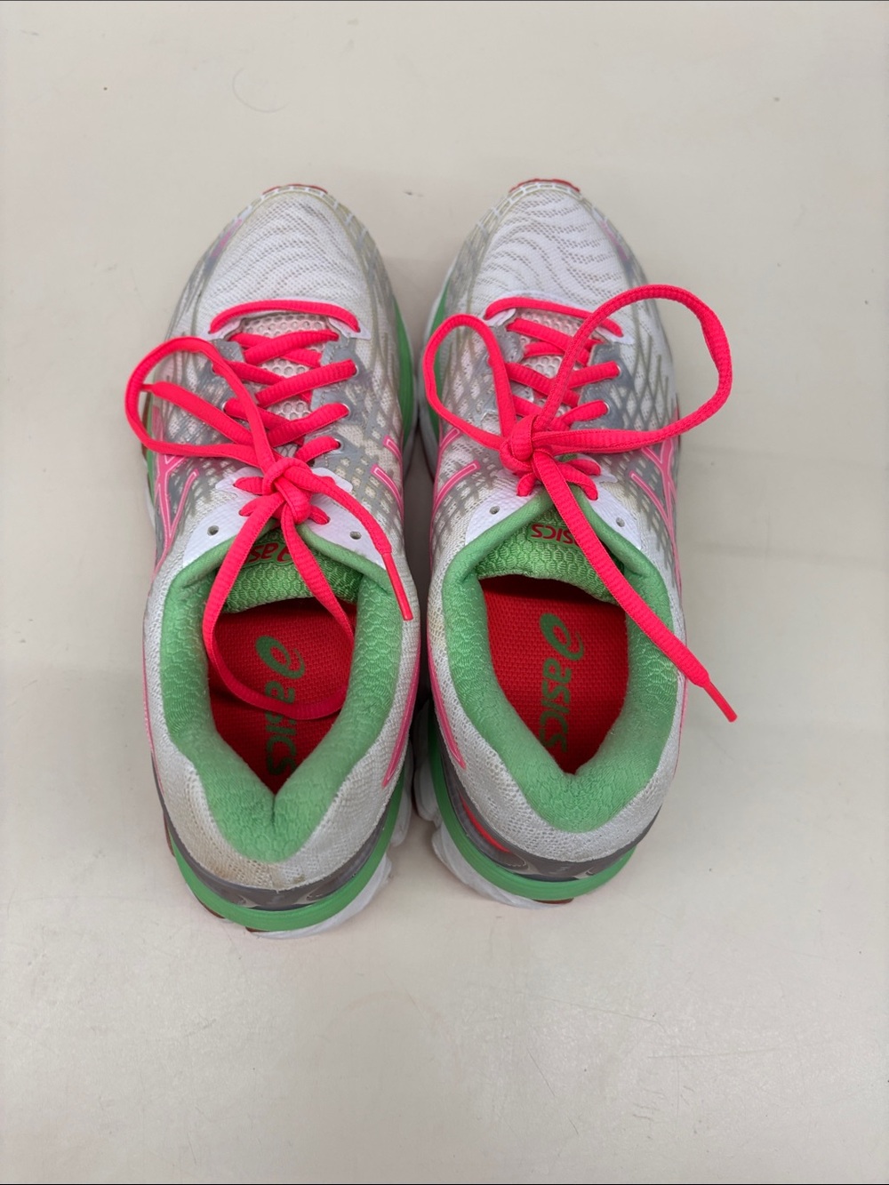 ASICS Women's White Pink Green Running Sneakers - Picture 6 of 9